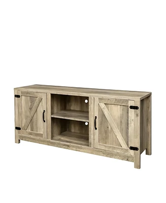 Sugift Modern Farmhouse Tv Stand, 2-Door Tv Cabinet for Tv up to 65"