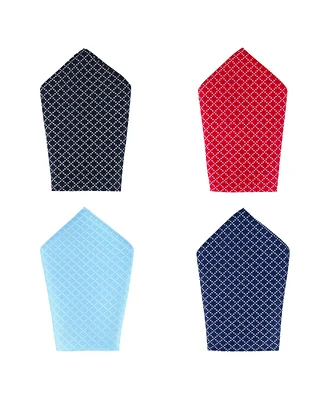Trafalgar Men's Rowan Geometric Pattern 12 x 12 Silk Pocket Square Set