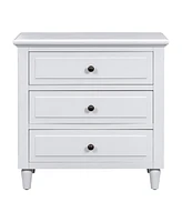 3-Drawer Nightstand Storage Wood Cabinet