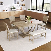 Streamdale Furniture 6-Piece Modern Dining Set with Long Bench