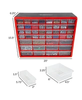 Stalwart 44 Drawer Storage Cabinet-Plastic Organizer with 12 Large & 32 Small Compartments-Desktop or Wall Mount for Hardware, Parts, Crafts & More by