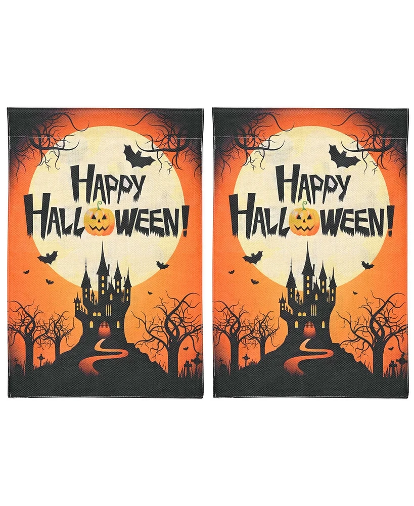 Yescom 12"x18" Halloween Garden Flag Castle Bat Pumpkin Jack O Lantern Party 2 Pcs