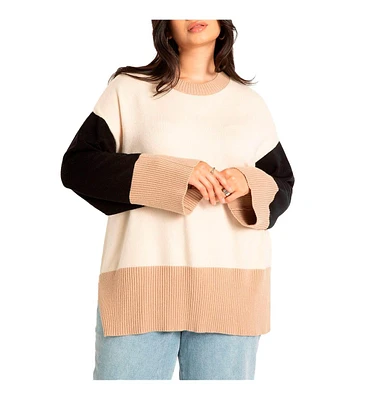Eloquii Plus Colorblocked Relaxed Sweater