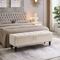 Streamdale Furniture 59" Bed Bench Ottoman with Storage Fabric