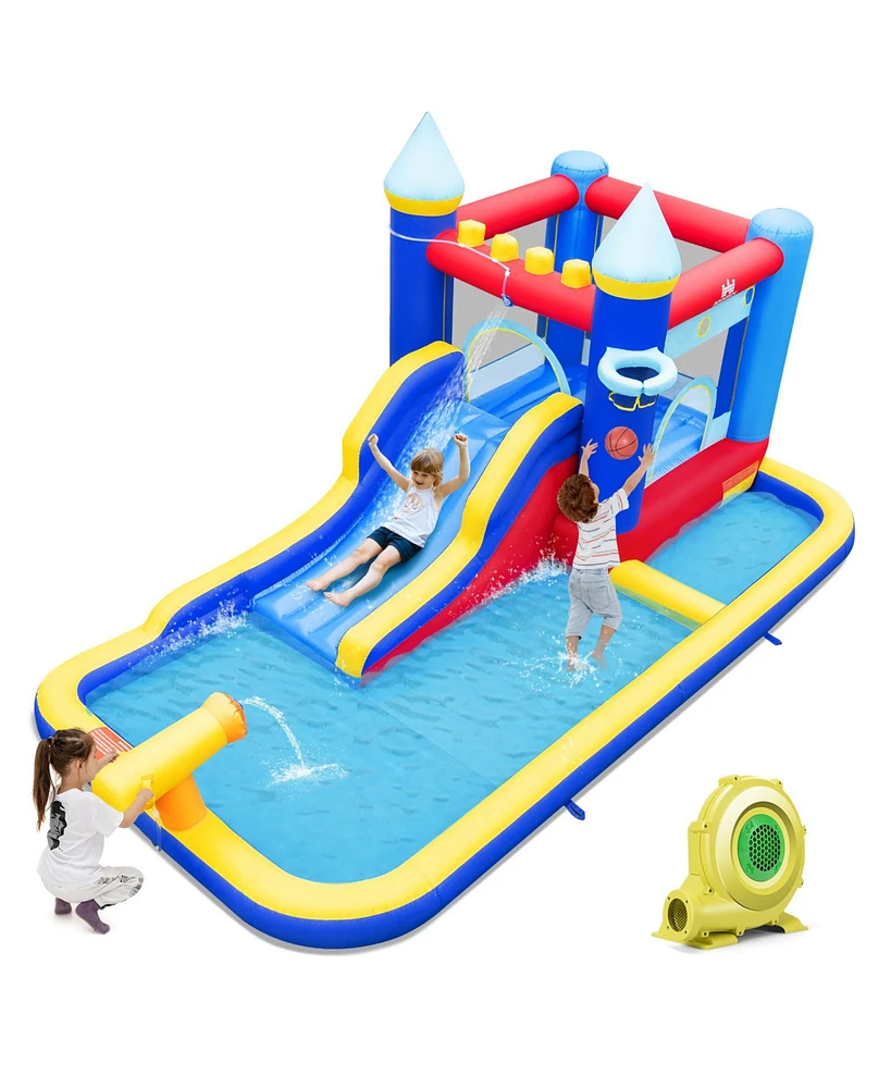 Sugift Inflatable Water Slide Bounce House with 680W Blower and 2 Pools