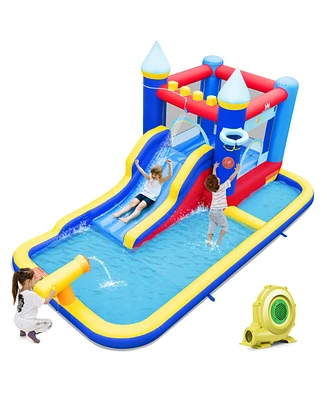 Sugift Inflatable Water Slide Bounce House with 680W Blower and 2 Pools