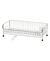 Iris Usa 1-tier Slim-sized Disk Rack with Drain Spout, White