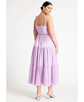 Eloquii Plus Size Tiered Satin Maxi Dress