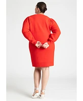 Eloquii Women's Bow Sweater Mini Dress