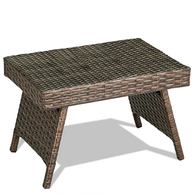 Sugift Folding Pe Rattan Side Coffee Table Patio Garden Furniture