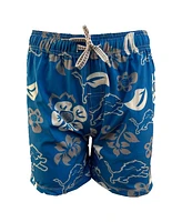 Wes Willy Youth Blue Detroit Lions Floral Volley Swim Trunks