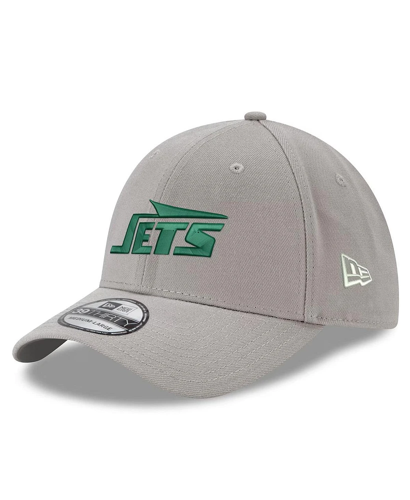 New Era Men's Gray York Jets Wordmark Flight 39THIRTY Flex Hat