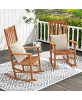 Sugift Eucalyptus Wood Rocker Chair with Stable and Safe Rocking Base for Garden