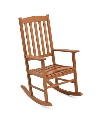 Sugift Eucalyptus Wood Rocker Chair with Stable and Safe Rocking Base for Garden