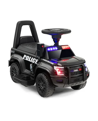 Sugift 6V Kids Ride On Police Car with Real Megaphone and Siren Flashing Lights