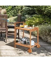Sugift 2-Tier Rolling Kitchen Island Serving Cart with Legs and Handle