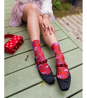 Sock Candy Women's Watercolor Poppy Printed Sock