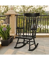 Sugift Rocking Chair with Solid Wooden Frame for Garden and Patio