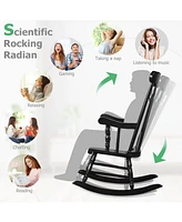 Sugift Rocking Chair with Solid Wooden Frame for Garden and Patio