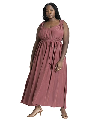 Eloquii Plus Size Ruffle Strap Maxi Dress