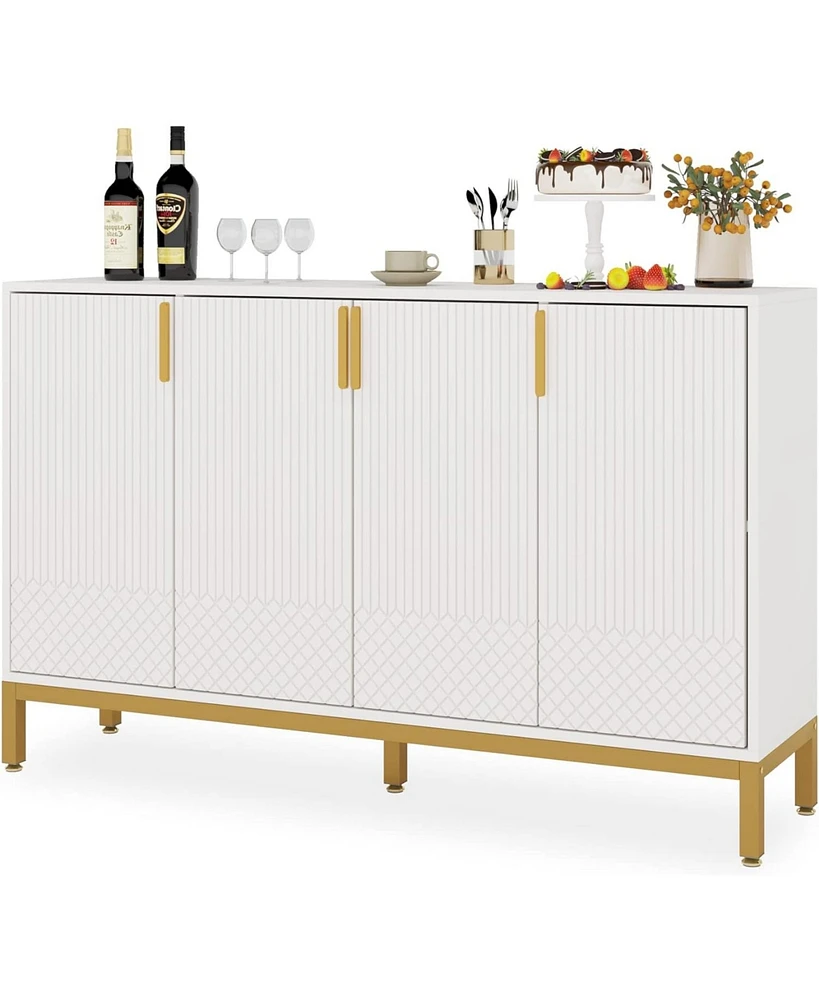 Tribesigns Luxury Buffet Cabinet with Storage, 59 Inch Kitchen Sideboard Cabinet with 4 Doors, Coffee Bar Cabinet Storage Cabinet for Dining Room, Liv