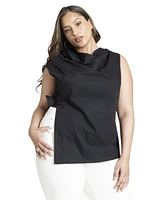 Eloquii Women's Plus Asym Tie Top