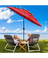 Yescom 3 Tier Patio Umbrella with Crank Handle Push to Tilt Home Garden