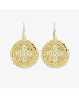 sanctuaire Round Rosette Medallion Coin Earrings Gold