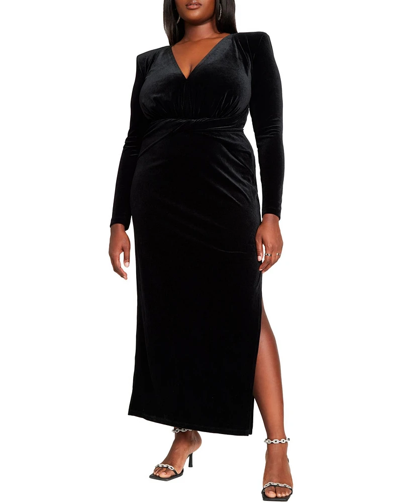 Eloquii Plus Size Velvet Tie Waist Gown