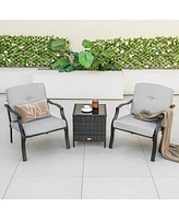 Sugift 2 Piece Patio Metal Chairs with Seat and Back Cushions
