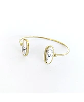 sanctuaire Sanctuary Project by Semi Precious White Howlite Oval Cuff Bracelet Gold