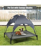 Sugift Portable Elevated Outdoor Pet Bed with Removable Canopy Shade