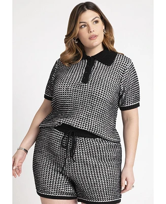 Eloquii Plus Size Knitted Easy Polo