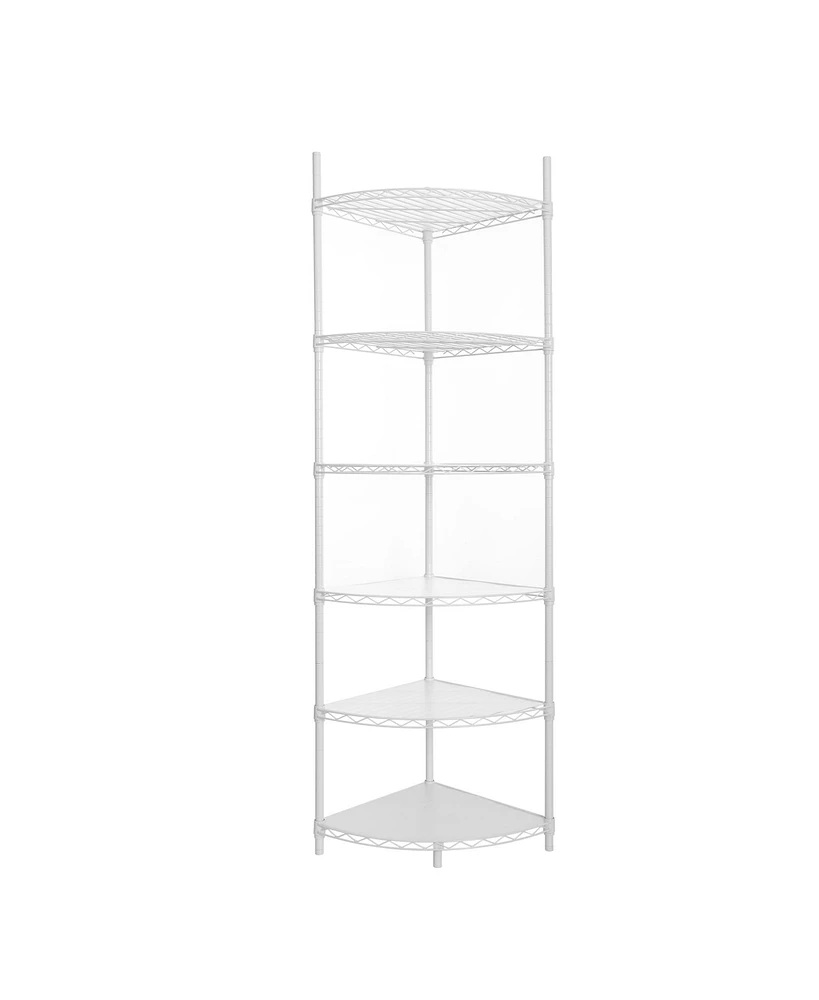 Simplie Fun Adjustable 6-Tier Wire Corner Shelf - White