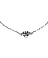 Bling Jewelry Love Knot Heart Shape Celtic Triquetra Anklet Lucky Charm Figaro Link Ankle Bracelet Oxidized Sterling Silver Adjustable 9 To 10 Inch Wi