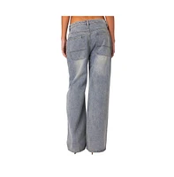 Edikted Women's Myla Washed Wide Leg Jeans