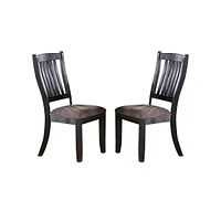 Streamdale Furniture Dark Coffee Fabric Upholstered Side Chairs, Black(Set Of 2)