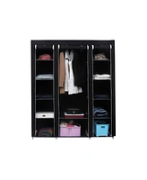 Slickblue Wardrobe, Closet, Portable Clothes Storage Organizer with Hanging Rail, Shelves, Fabric Cover