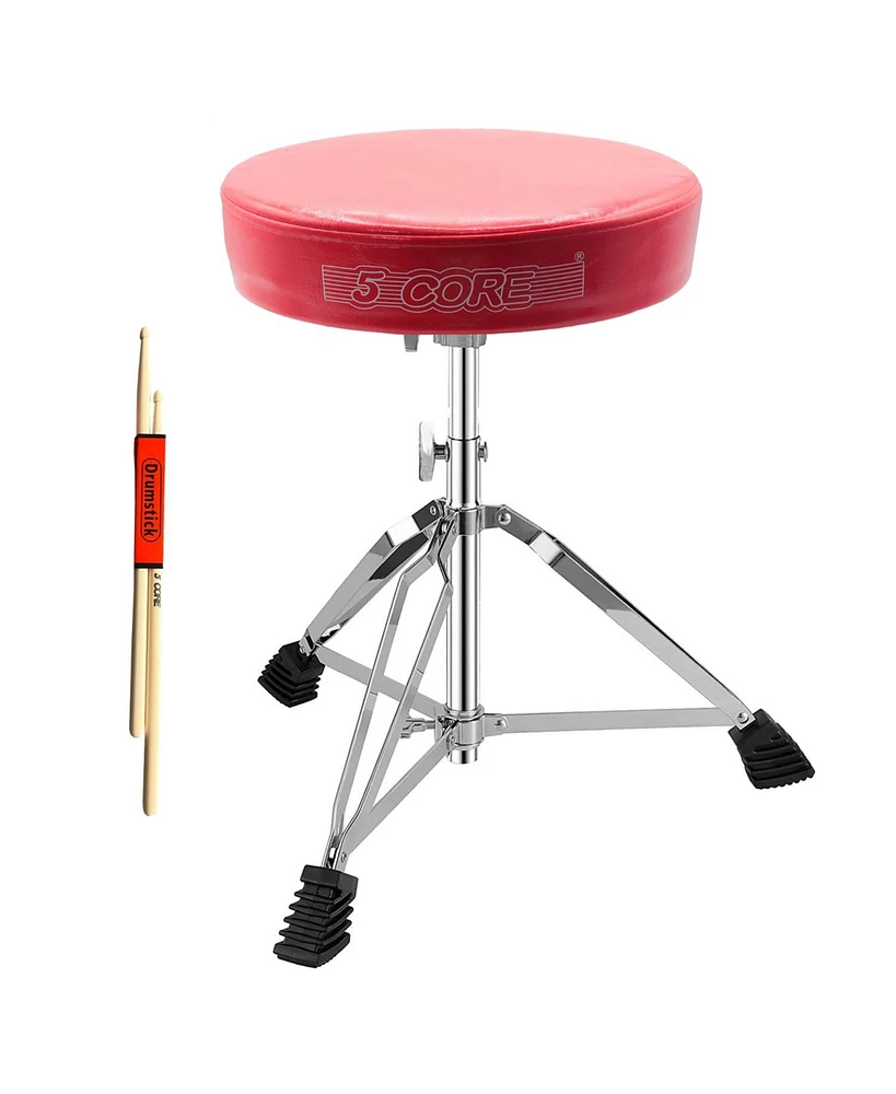 5 Core Drum Throne Red Height Adjustable Guitar Stool Thick Padded Memory Foam Dj Chair Seat - Ds Ch Red