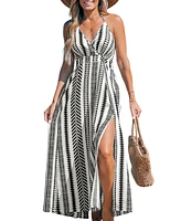 Cupshe Women's Geo Print Halter Maxi Beach Dress