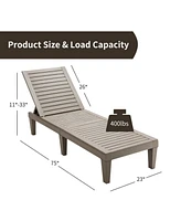 Inolait Sugift Outdoor Chaise Lounge Chair with 5 Positions Adjustable Backrest