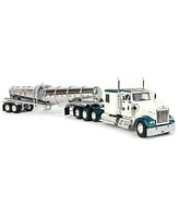 First Gear 1/64 White Teal Kenworth with Polar Tandem-Axle Deep Tank Trailer Dcp