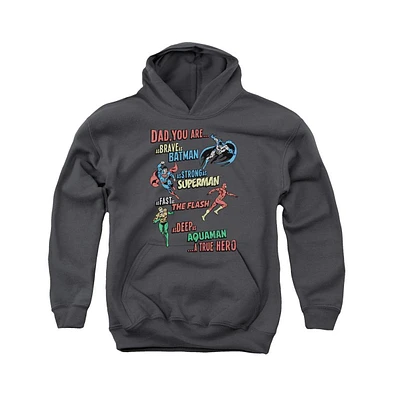 Justice League Boys of America Youth Dad Hero Pull Over Hoodie / Hooded Sweatshirt