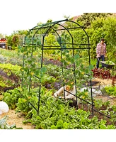 Sugift 7.5 Feet Garden Arch Trellis with Pe Coated Metal Structure