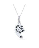 Bling Jewelry Split Heart Puzzle Pendant Necklace for Grandma & Granddaughter Sterling Silver