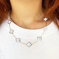 The Lovery Mother of Pearl Clover Necklace 14K Gold
