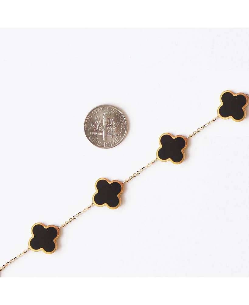 The Lovery Large Onyx Clover Bracelet 14K Gold