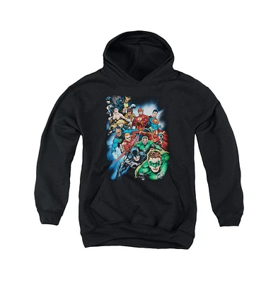 Justice League Boys of America Youth Heroes Unite Pull Over Hoodie / Hooded Sweatshirt