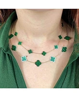 The Lovery Small Malachite Clover Necklace 14K Gold