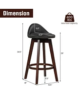 Sugift 2 Pieces Cushioned Swivel Bar Stool Set with Low Back